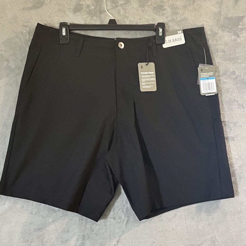 G.H. Bass Traveler Water Repellent Shorts Mens 36 Black Caviar Stretch Casual